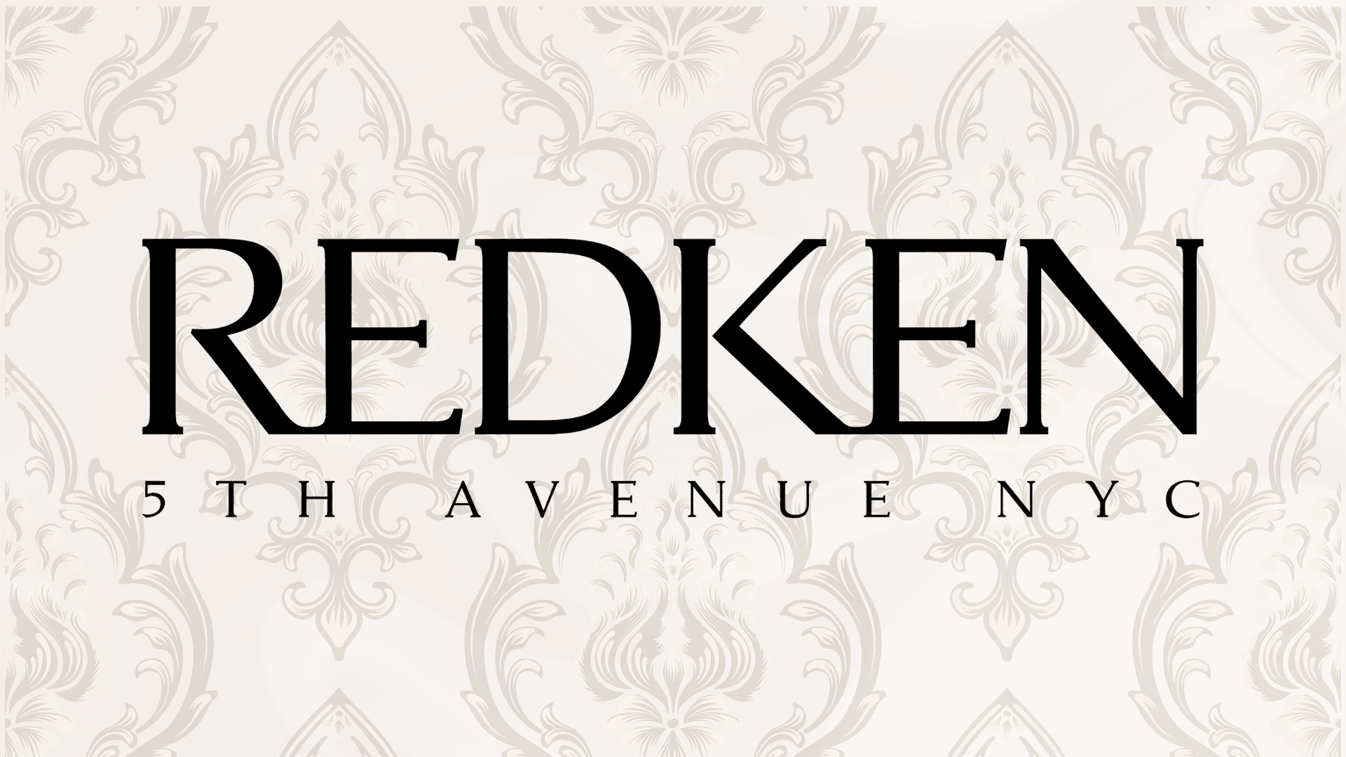 Redken 5th Avenue NYC logo on an ornate floral background.